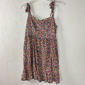 Old Navy Dress Cami Mini Fit & Flare Floral Ditzy Print Tie Strap Cotton Pockets